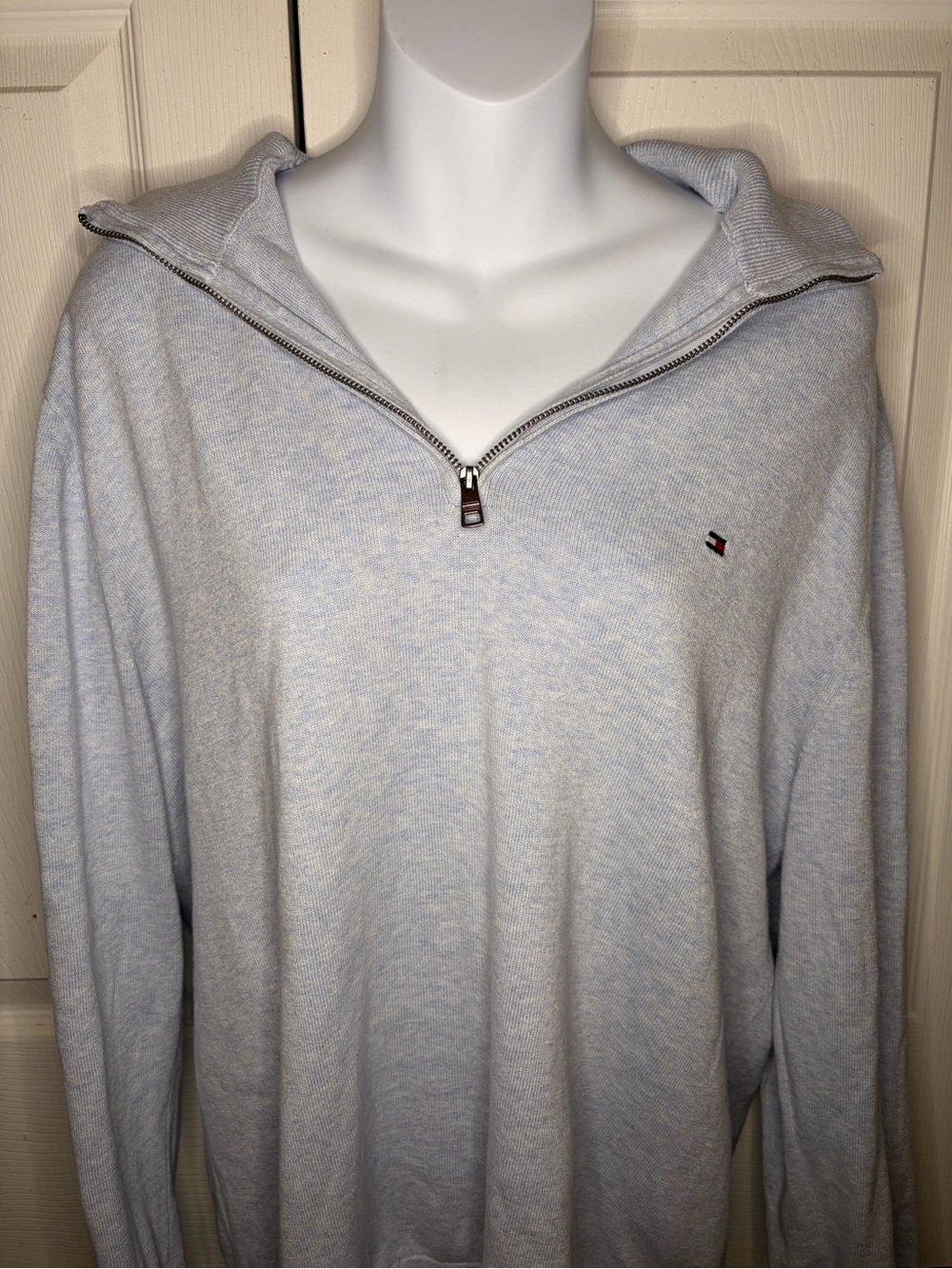 Tommy Hilfiger Light Grey Quarter-Zip Sweater